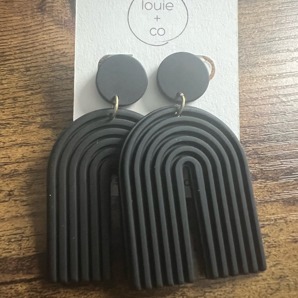 Louie + Co Black Geometric Earrings